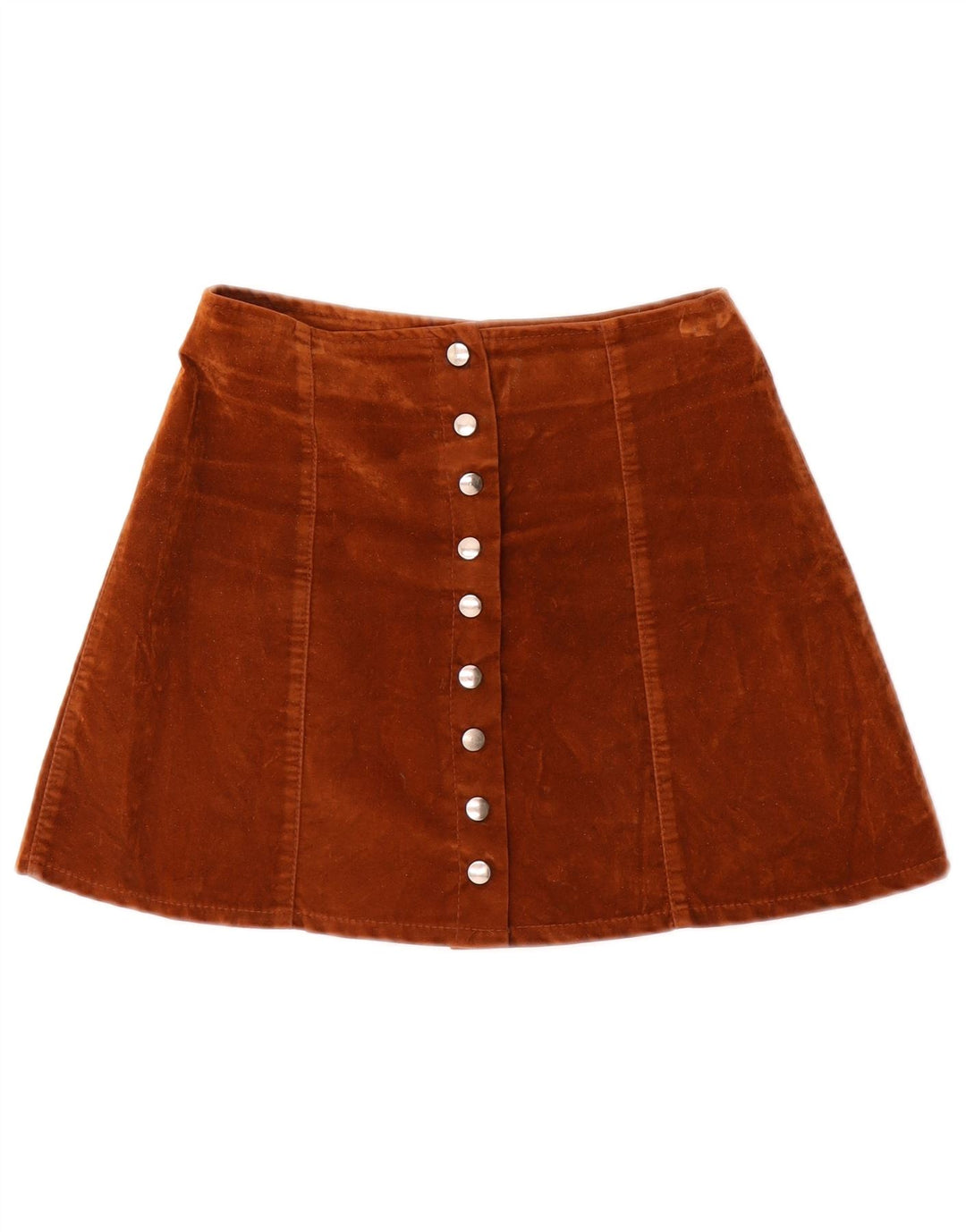 Vintage Womens Velour Mini Skirt W24 XS Brown Polyamide