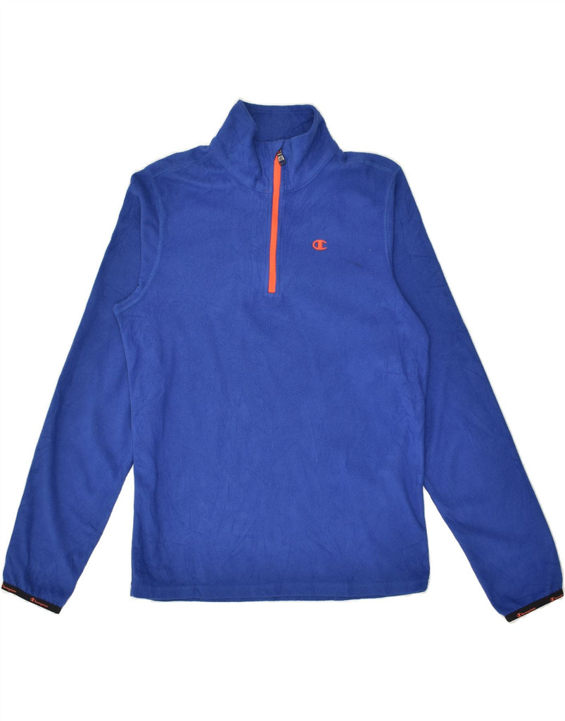 ADIDAS Boys Zip Neck Fleece Jumper 14-15 Years Large Blue Polyester | Vintage Adidas | Thrift | Second-Hand Adidas | Used Clothing | Messina Hembry 