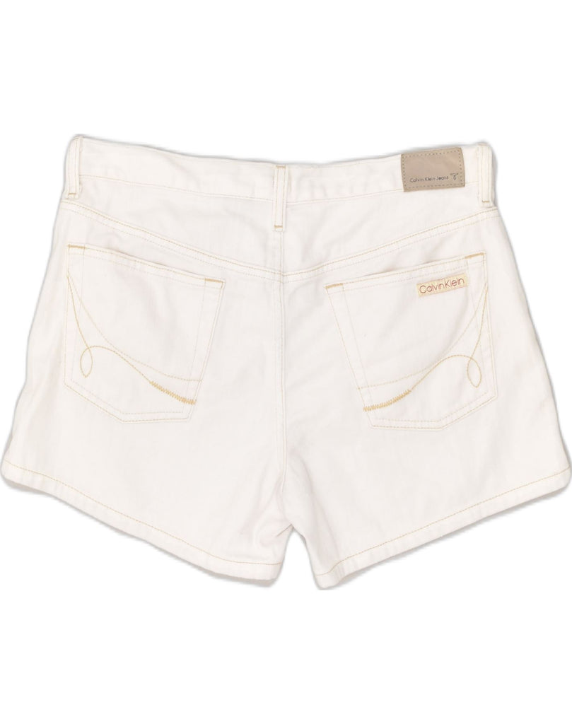 CALVIN KLEIN Womens Hot Pants US 10 Large W34 White Cotton | Vintage Calvin Klein | Thrift | Second-Hand Calvin Klein | Used Clothing | Messina Hembry 