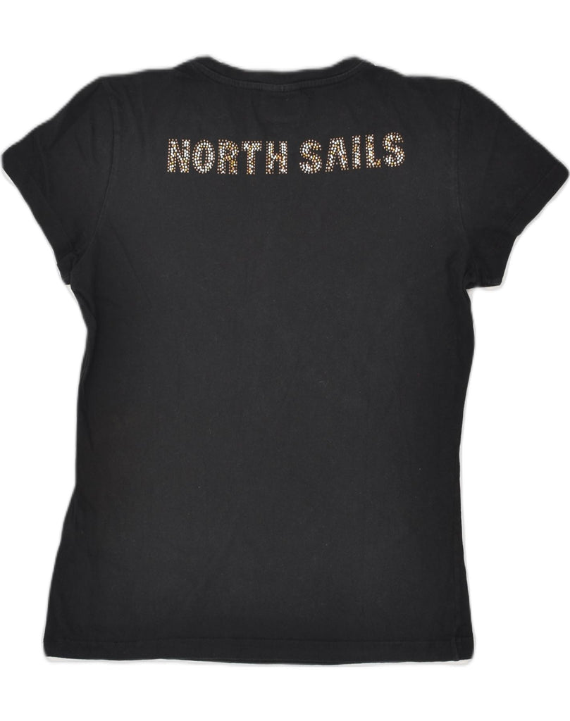 NORTH SAILS Womens Graphic T-Shirt Top UK 14 Medium Black Cotton | Vintage North Sails | Thrift | Second-Hand North Sails | Used Clothing | Messina Hembry 