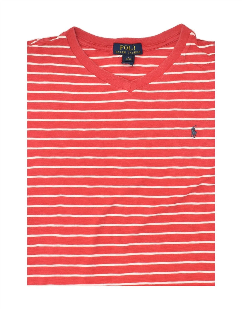 POLO RALPH LAUREN Boys T-Shirt Top 14-15 Years Large  Red Striped Cotton | Vintage Polo Ralph Lauren | Thrift | Second-Hand Polo Ralph Lauren | Used Clothing | Messina Hembry 