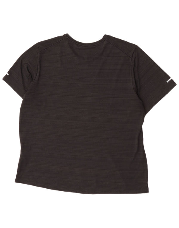 Nike Womens Dri Fit T-Shirt Top UK 18 XL Black Striped Polyester