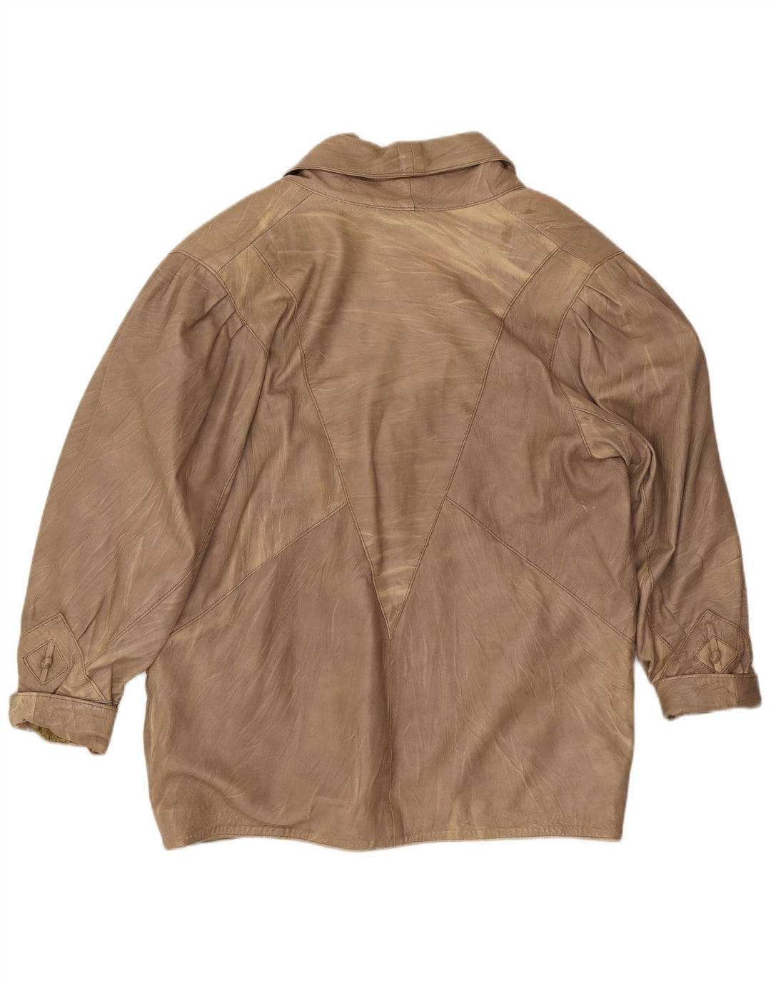 Vintage Womens Leather Jacket UK 14 Medium Beige Leather