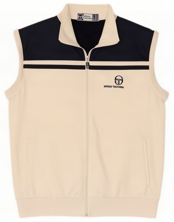 Sergio Tacchini Mens Gilet IT 52 Large White Colourblock Polyester