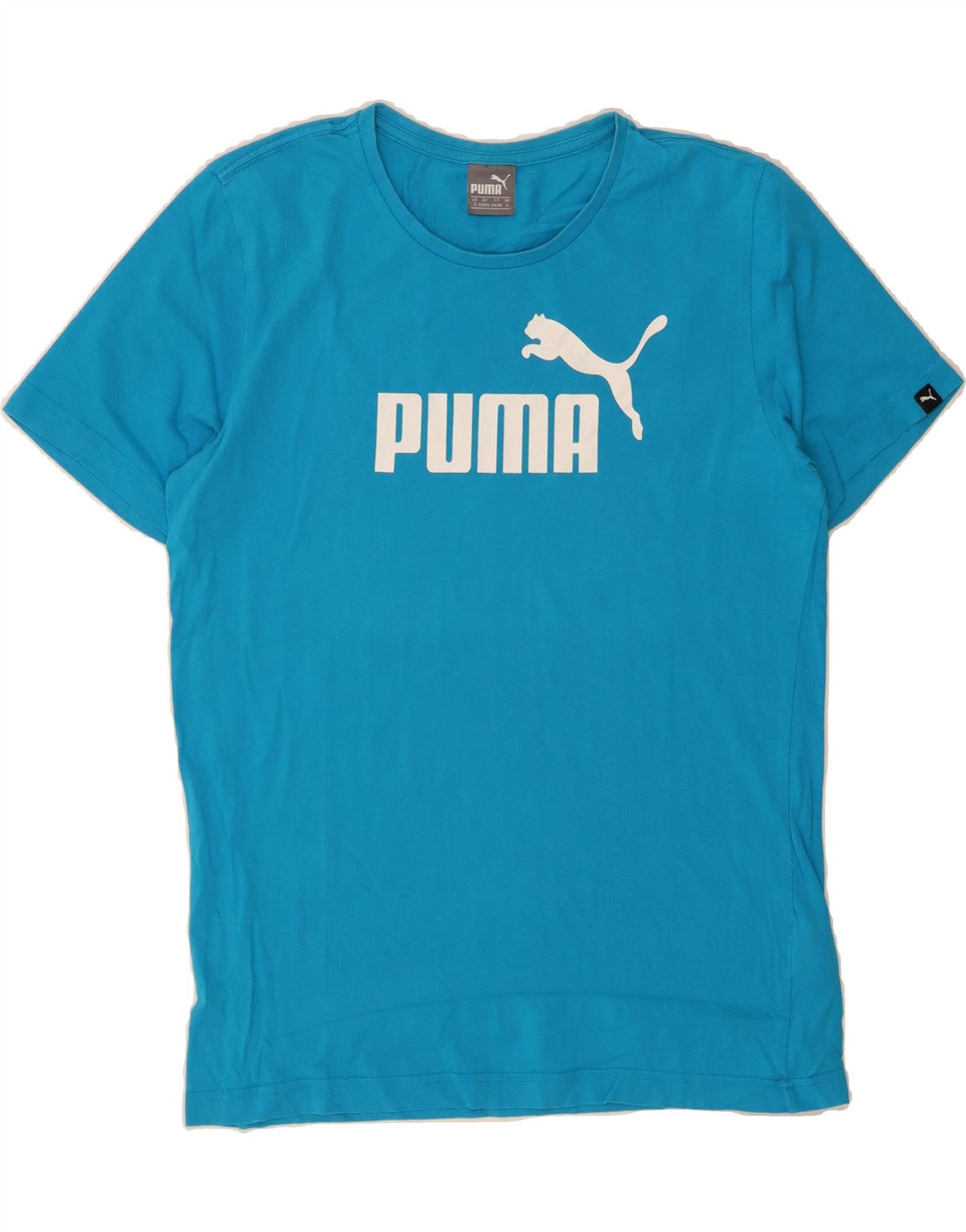 PUMA Mens Graphic T-Shirt Top Small Blue Cotton Vintage Puma and Second-Hand Puma from Messina Hembry 