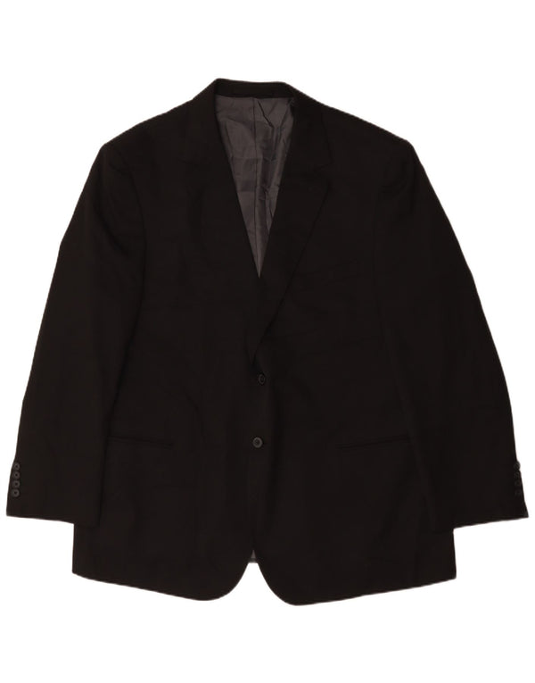 Marks & Spencer Mens 2 Button Blazer Jacket UK 48 2XL Black Polyester