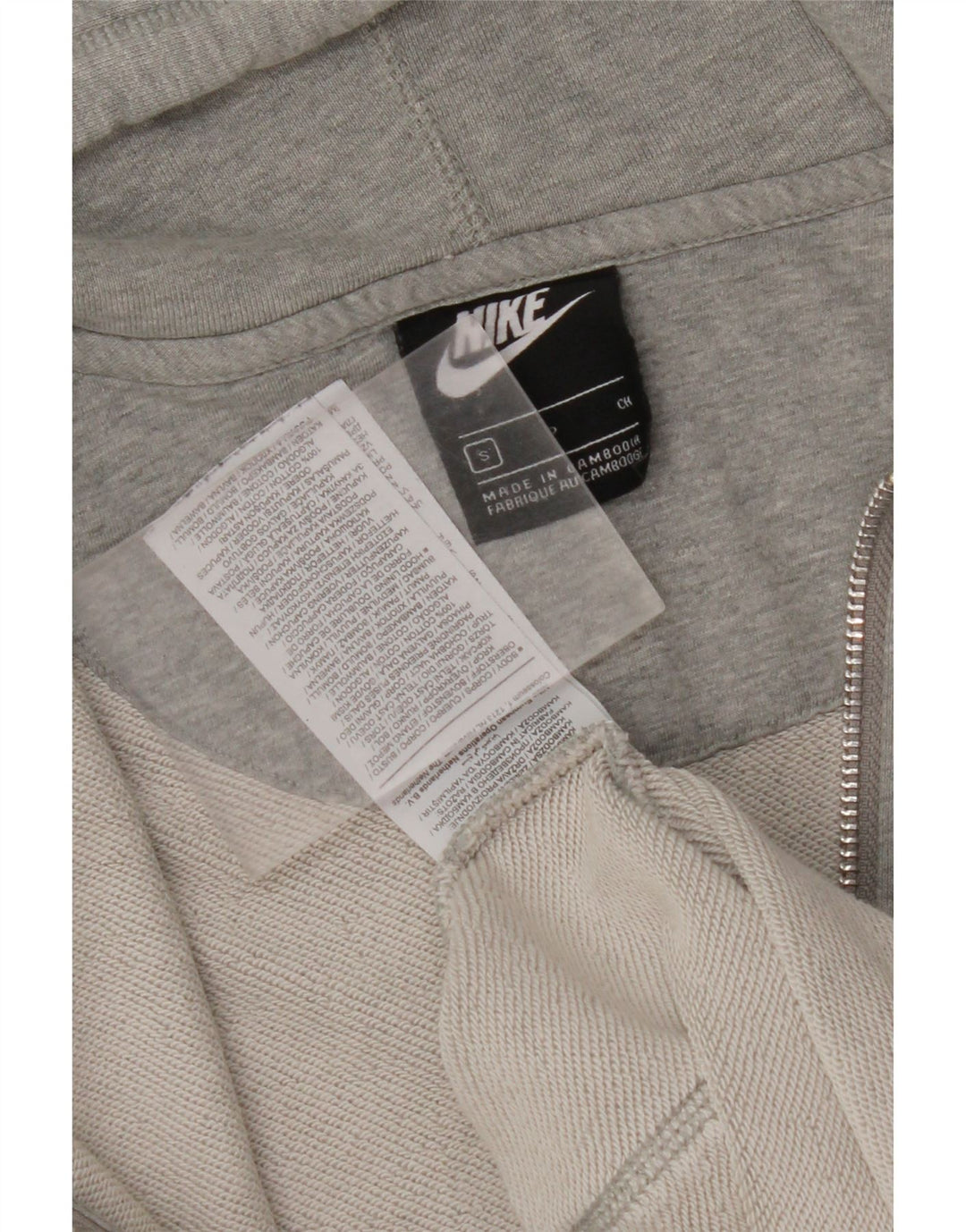 NIKE Mens Zip Hoodie Sweater Small Grey Flecked Cotton