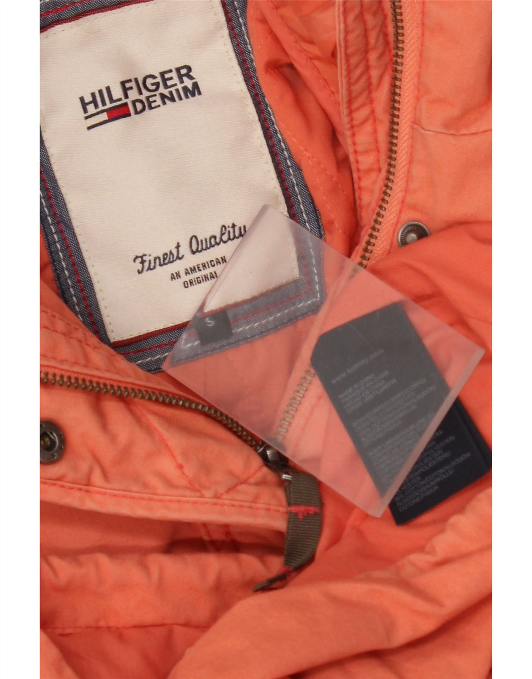 TOMMY HILFIGER Womens Oversized Hooded Parka Jacket UK 10 Small Orange