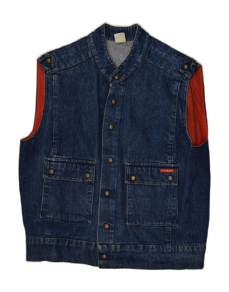 VAGABOND Mens Denim Gilet IT 50 Large Navy Blue Cotton | Vintage Vagabond | Thrift | Second-Hand Vagabond | Used Clothing | Messina Hembry 