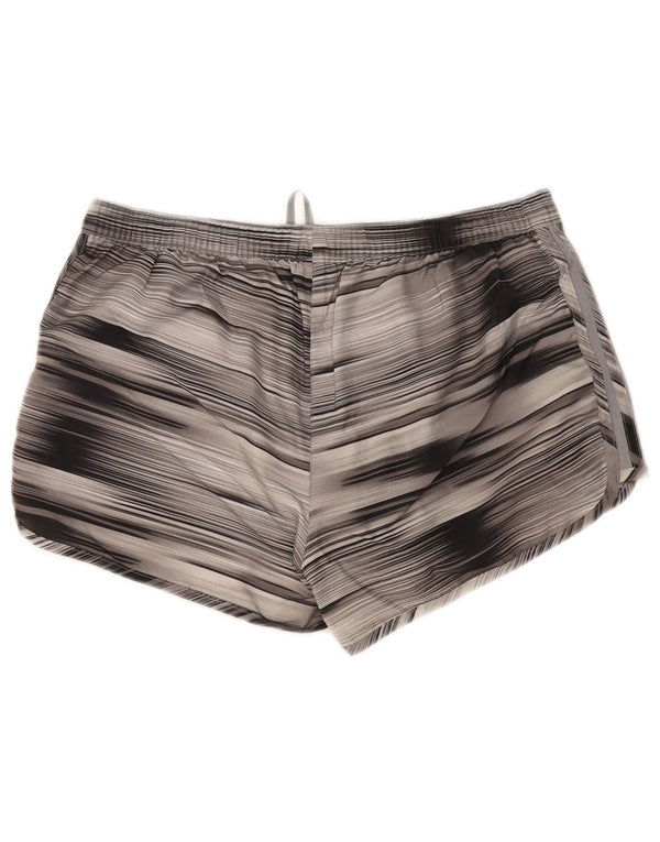 Adidas Womens Climalite Sport Shorts UK 14 Medium Grey Striped Polyester