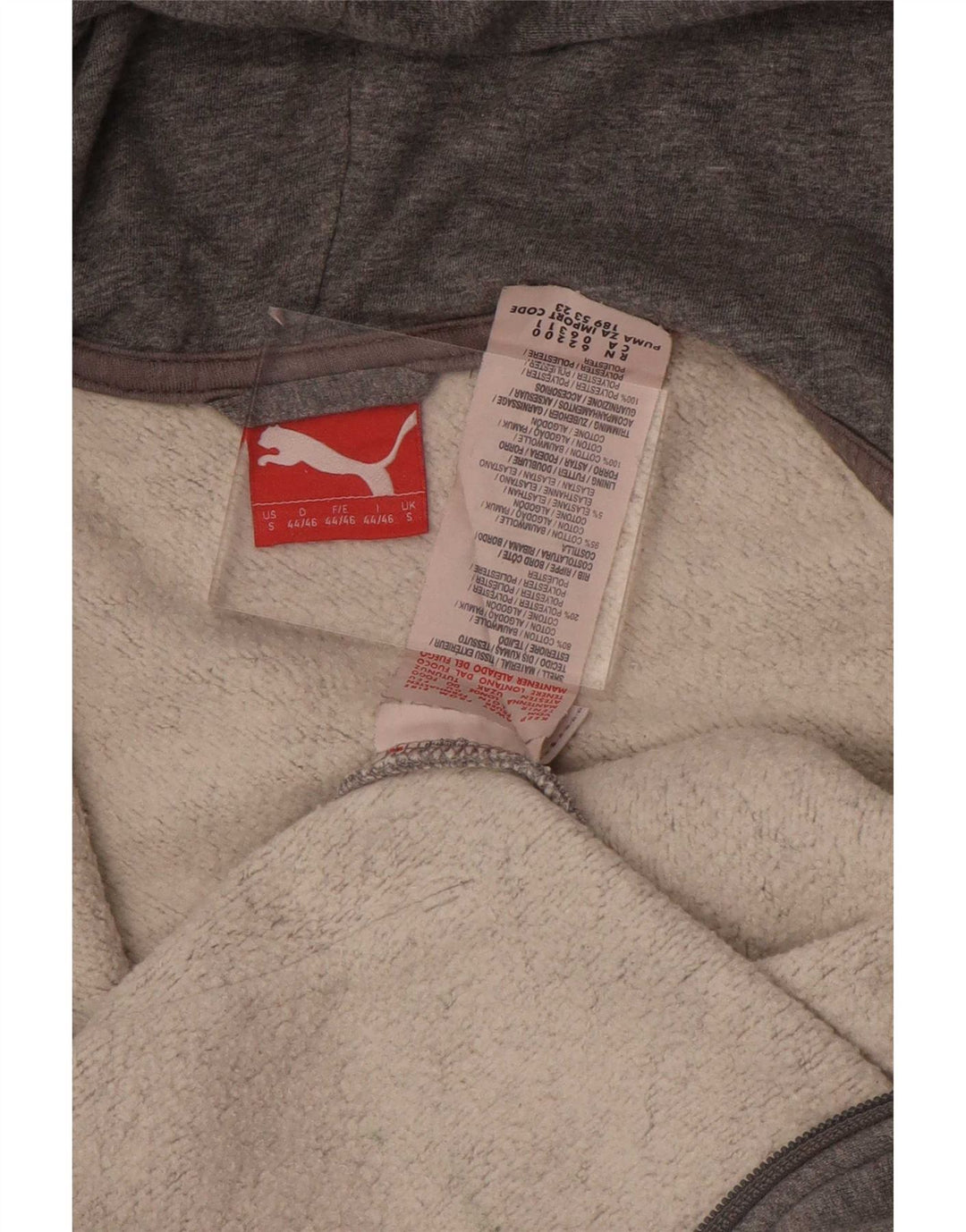 Puma Mens Zip Hoodie Sweater Small Grey Cotton