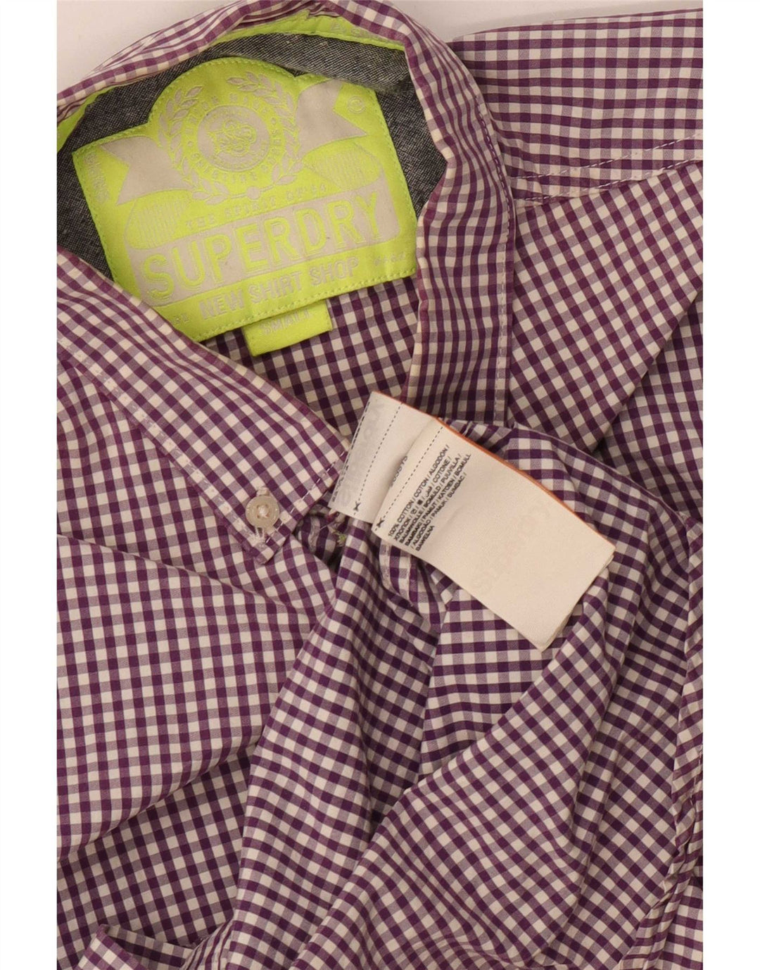 Superdry Mens Shirt Small Purple Gingham Cotton
