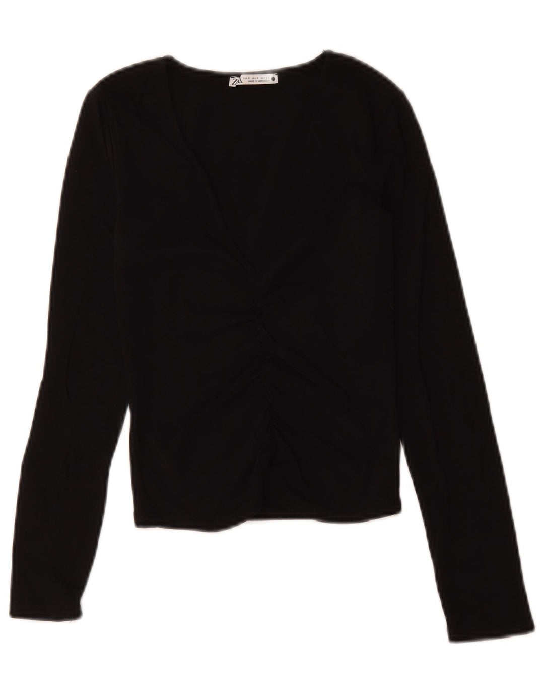 Zara Womens Crop V-Neck Jumper Sweater UK 8 Small Black