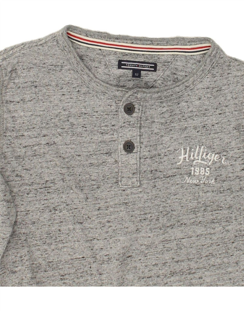 TOMMY HILFIGER Boys Top Long Sleeve 11-12 Years Grey Flecked Cotton | Vintage Tommy Hilfiger | Thrift | Second-Hand Tommy Hilfiger | Used Clothing | Messina Hembry 