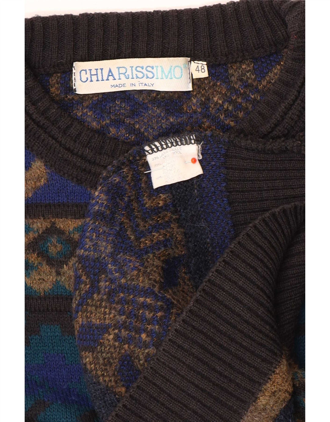 Chiarissimo Mens Crew Neck Jumper Sweater IT 48 Medium Multicoloured