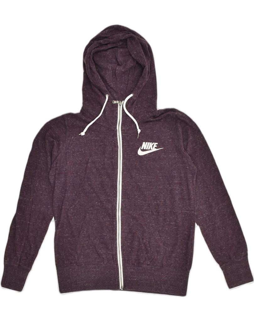 NIKE Womens Zip Hoodie Sweater UK 16 Large Purple Flecked Cotton | Vintage Nike | Thrift | Second-Hand Nike | Used Clothing | Messina Hembry 