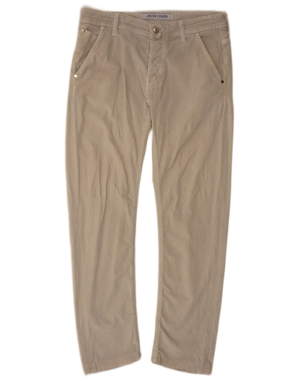 Jacob Cohen Mens Slim Corduroy Trousers W33 L30 Beige Cotton