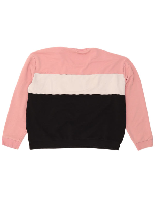 FILA Womens Graphic Sweatshirt Jumper UK 24 4XL Pink Colourblock Cotton