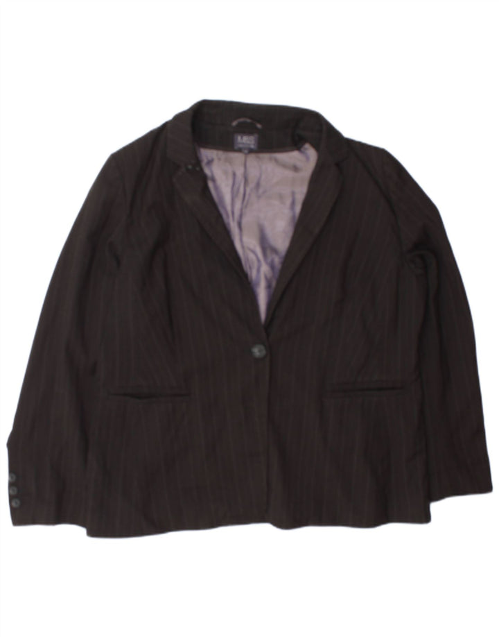 Marks & Spencer Womens 1 Button Blazer Jacket UK 20 2XL Grey Pinstripe