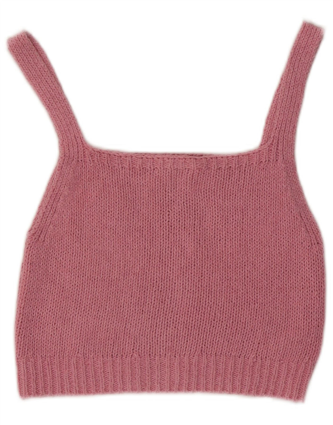 Zara Womens Knit Crop Top UK 12 Medium Pink Cotton
