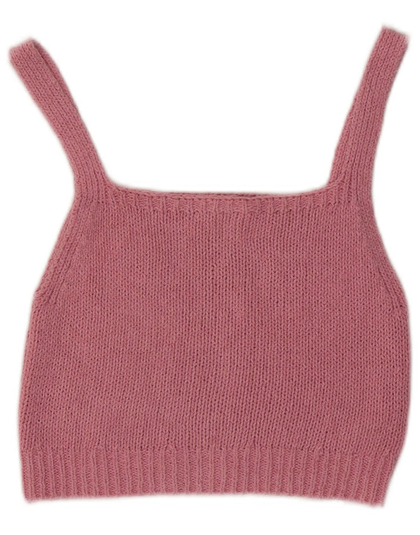 Zara Womens Knit Crop Top UK 12 Medium Pink Cotton