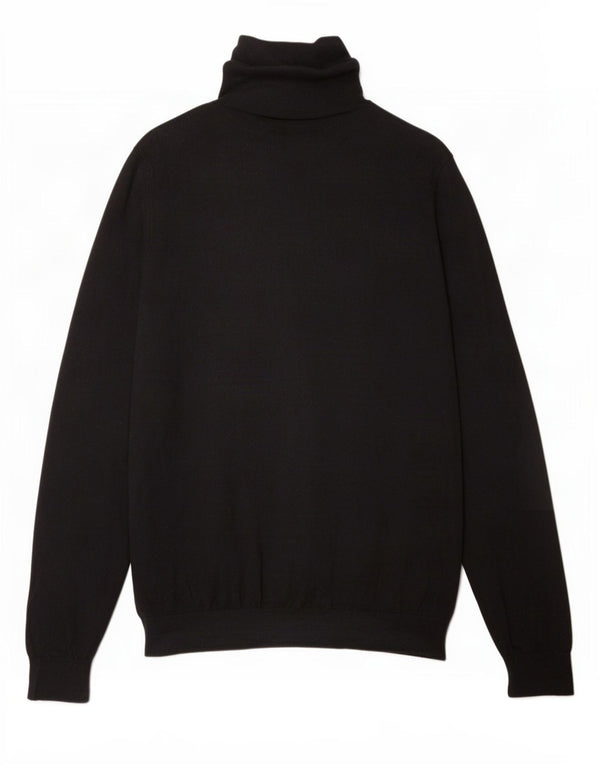 Massimo Dutti Womens Roll Neck Jumper Sweater UK 16 Large Black Cotton