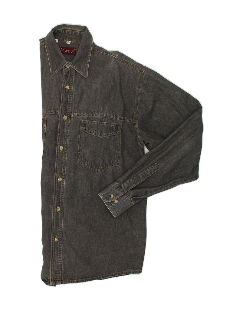 VINTAGE Mens Denim Shirt Size 39/40 Medium Grey Cotton | Vintage Vintage | Thrift | Second-Hand Vintage | Used Clothing | Messina Hembry 