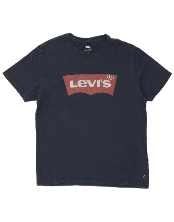 LEVI'S Mens Graphic T-Shirt Top Medium Navy Blue Cotton