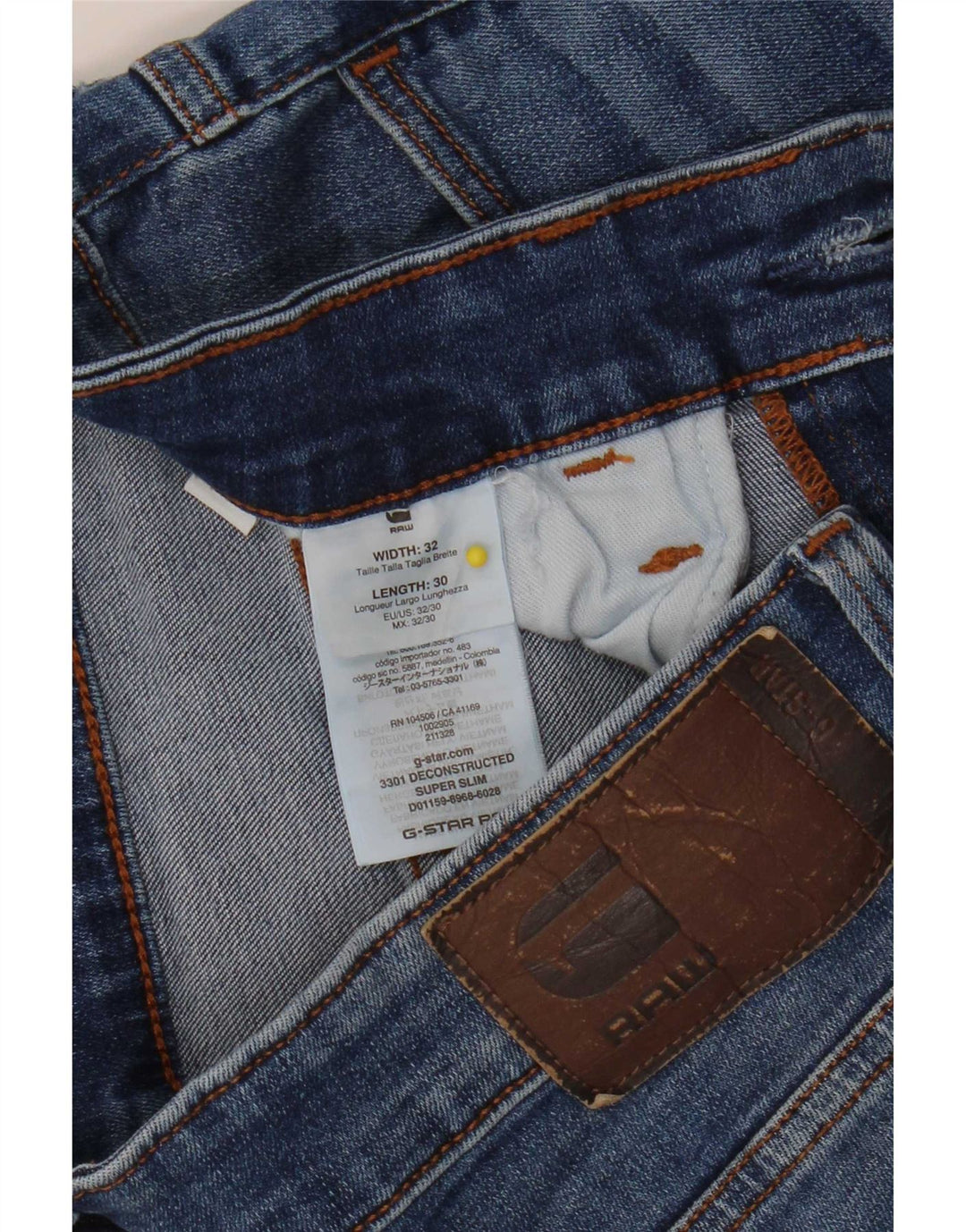 G-Star Womens 3301 Super Slim Jeans W32 L30 Blue Cotton