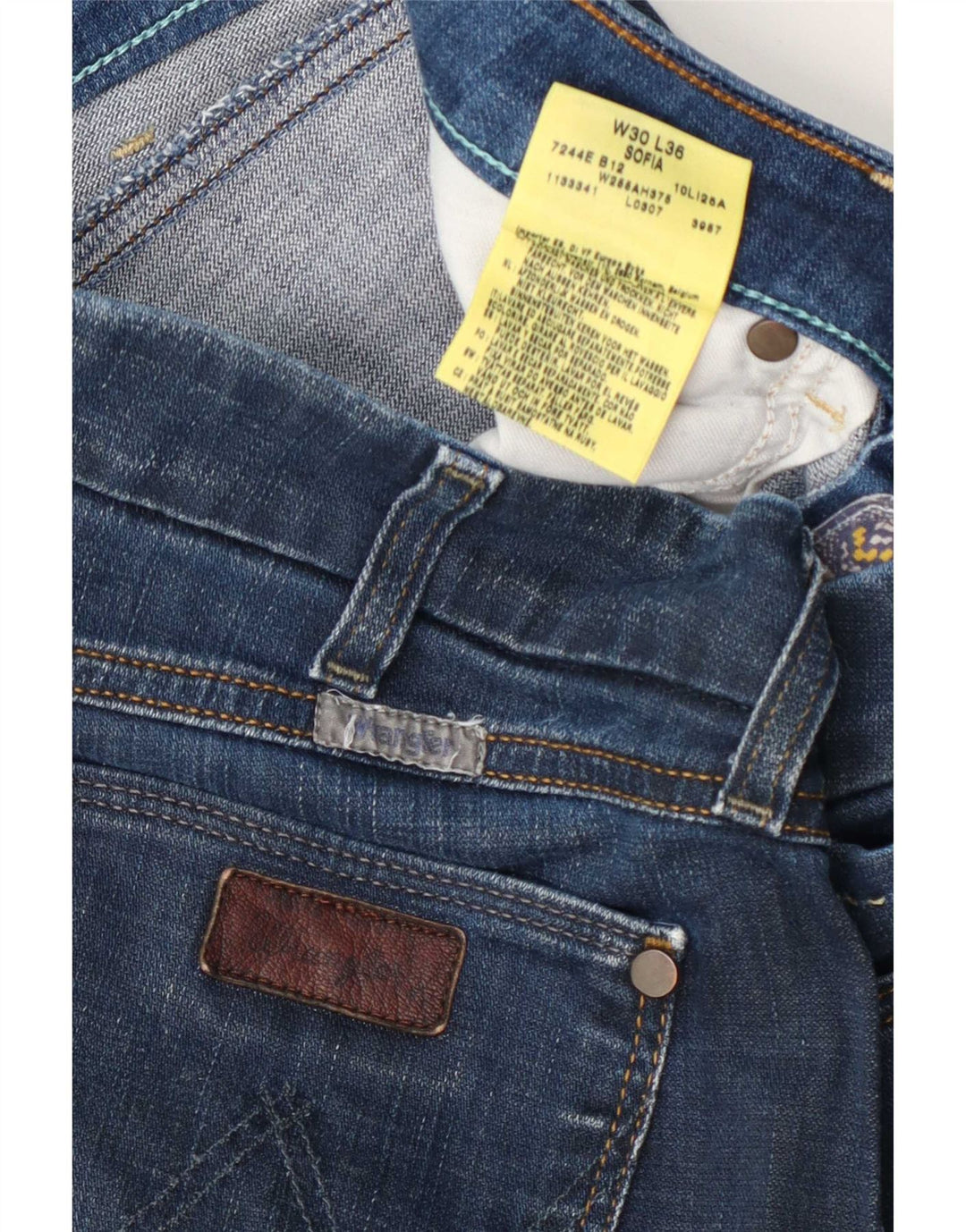 Wrangler Womens Sofia Straight Jeans W30 L36 Blue Cotton
