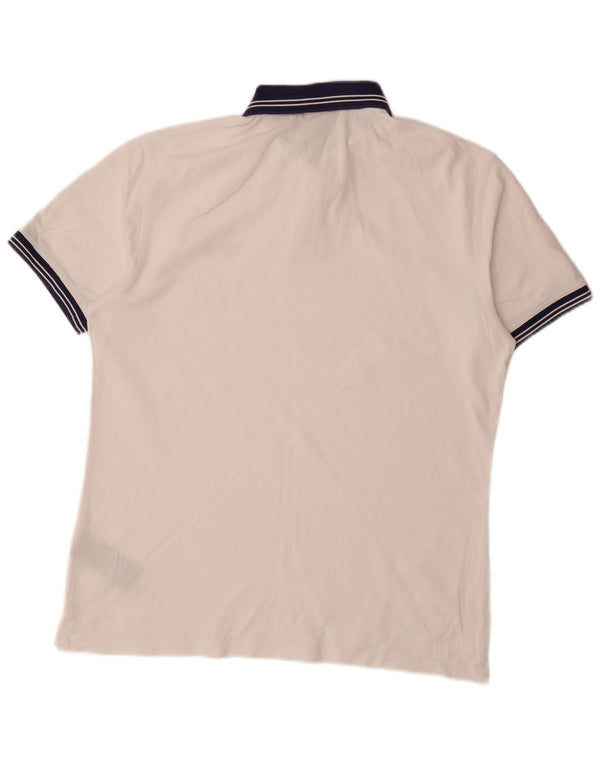 Barbour Mens Rugby Polo Shirt Large White Striped Cotton