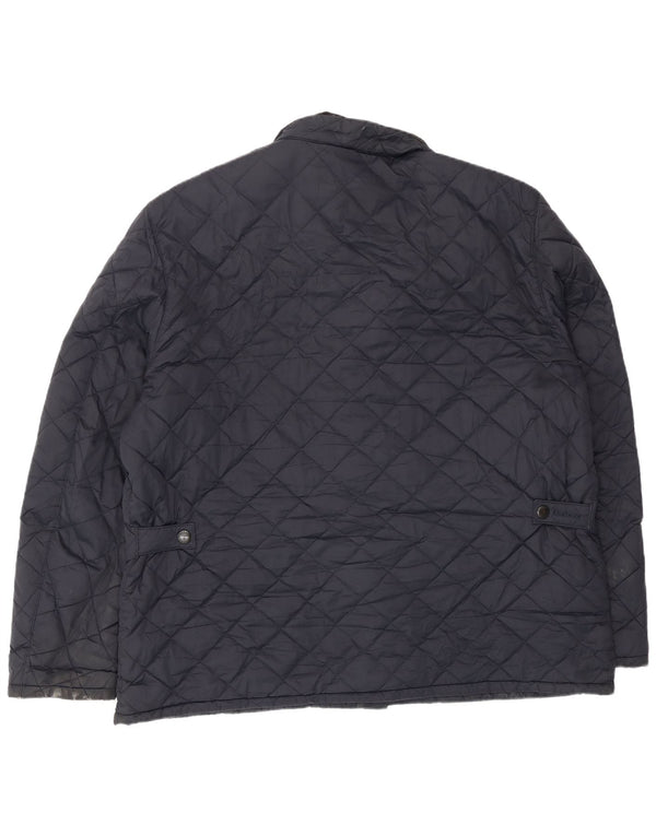 Barbour Mens Quilted Jacket UK 44 2XL Navy Blue Polyester