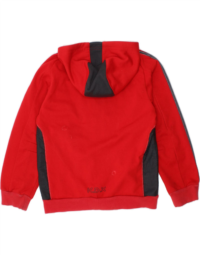 ADIDAS Boys Zip Hoodie Sweater 7-8 Years Red Colourblock Polyester Vintage Adidas and Second-Hand Adidas from Messina Hembry 