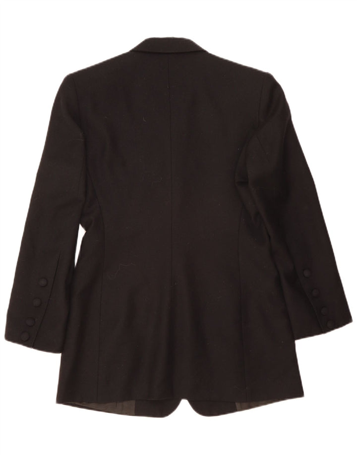 Sportstaff Womens 9 Button Blazer Jacket IT 42 Medium Black Virgin Wool