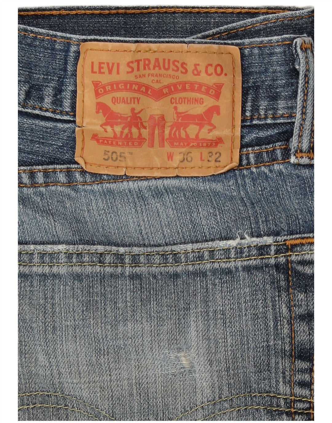 Levi's Mens 505 Straight Jeans W34 L32 Blue Cotton
