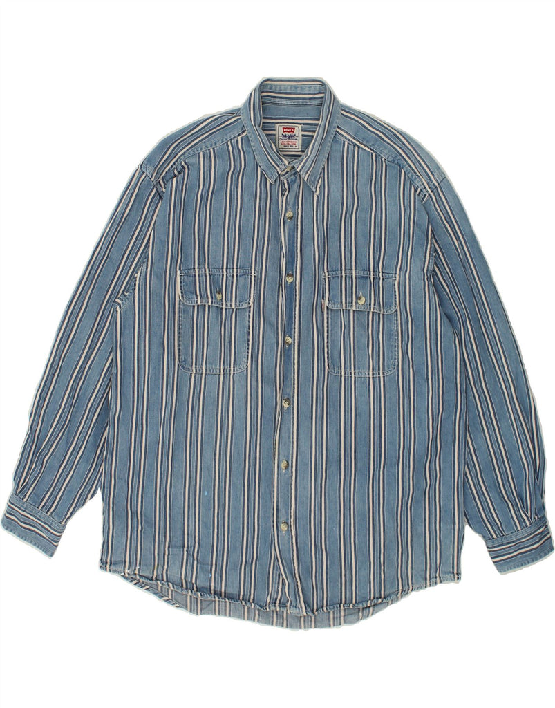 LEVI'S Mens Shirt Medium Blue Striped Cotton | Vintage Levi's | Thrift | Second-Hand Levi's | Used Clothing | Messina Hembry 
