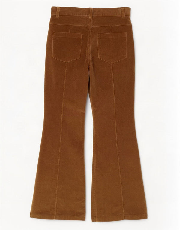 Vintage Womens Flare Corduroy Trousers UK 10 Small W28 L30 Brown Cotton