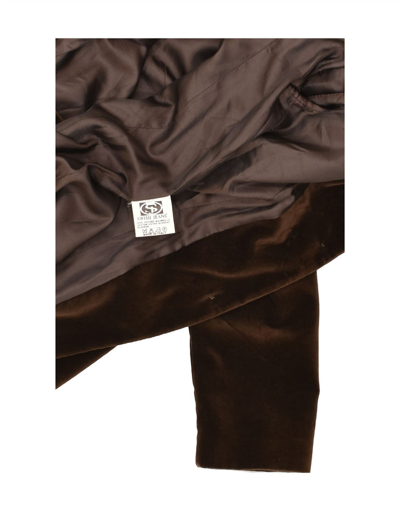 VINTAGE Womens Velvet 2 Button Blazer Jacket IT 42 Medium Brown Cotton | Vintage Vintage | Thrift | Second-Hand Vintage | Used Clothing | Messina Hembry 
