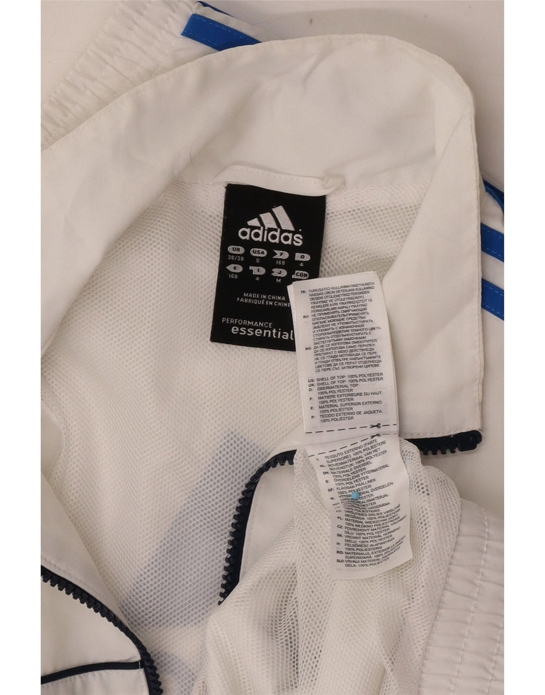 Adidas Mens Graphic Tracksuit Top Jacket UK 36/38 Small White Polyester
