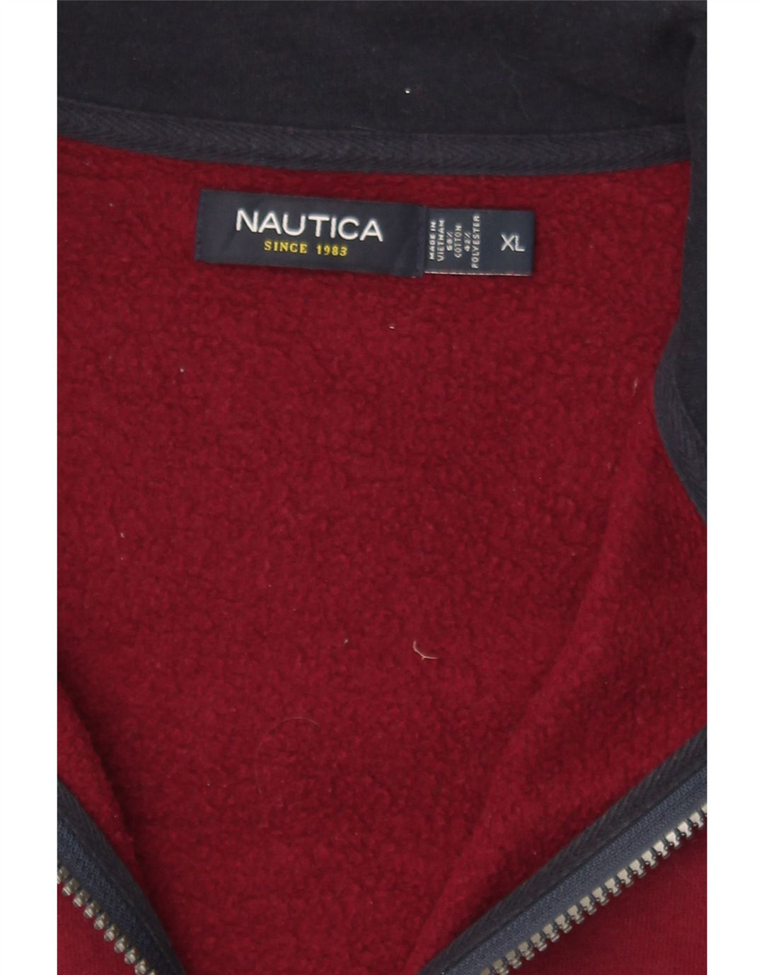 NAUTICA Mens Zip Neck Sweatshirt Jumper XL Maroon Cotton Vintage Nautica and Second-Hand Nautica from Messina Hembry 