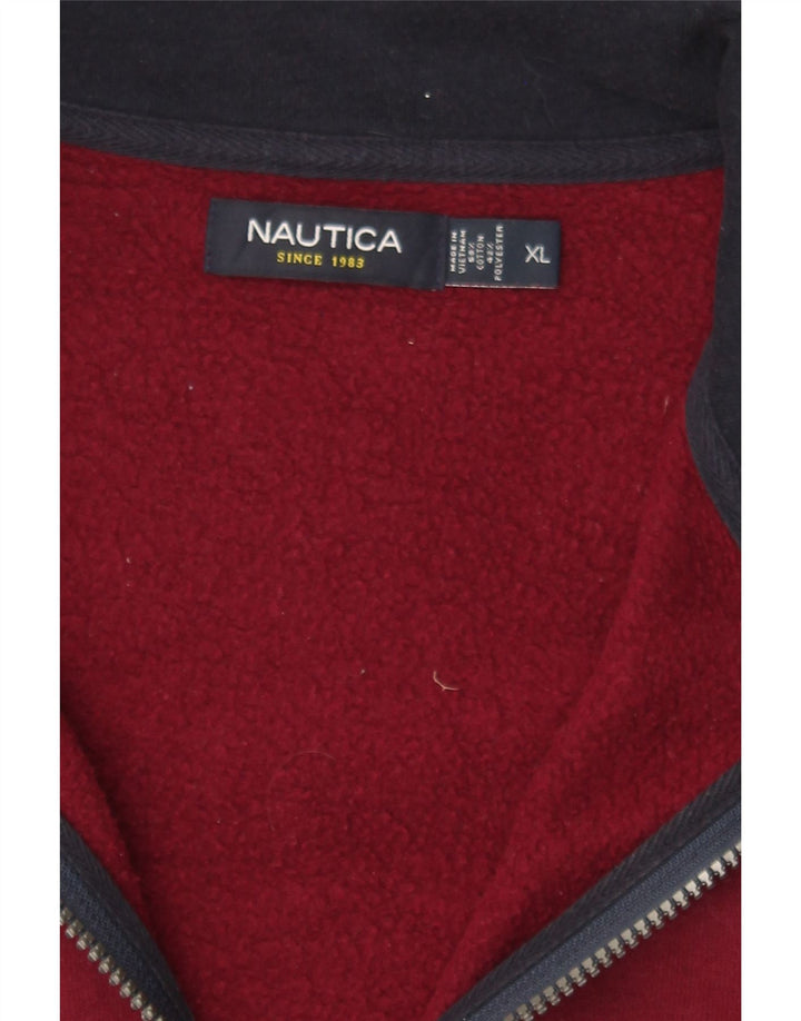 NAUTICA Mens Zip Neck Sweatshirt Jumper XL Maroon Cotton Vintage Nautica and Second-Hand Nautica from Messina Hembry 