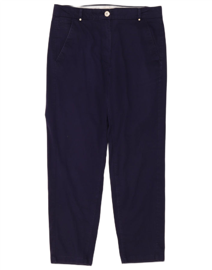 Marks & Spencer Womens Chino Trousers UK 12 Medium W32 L28 Navy Blue