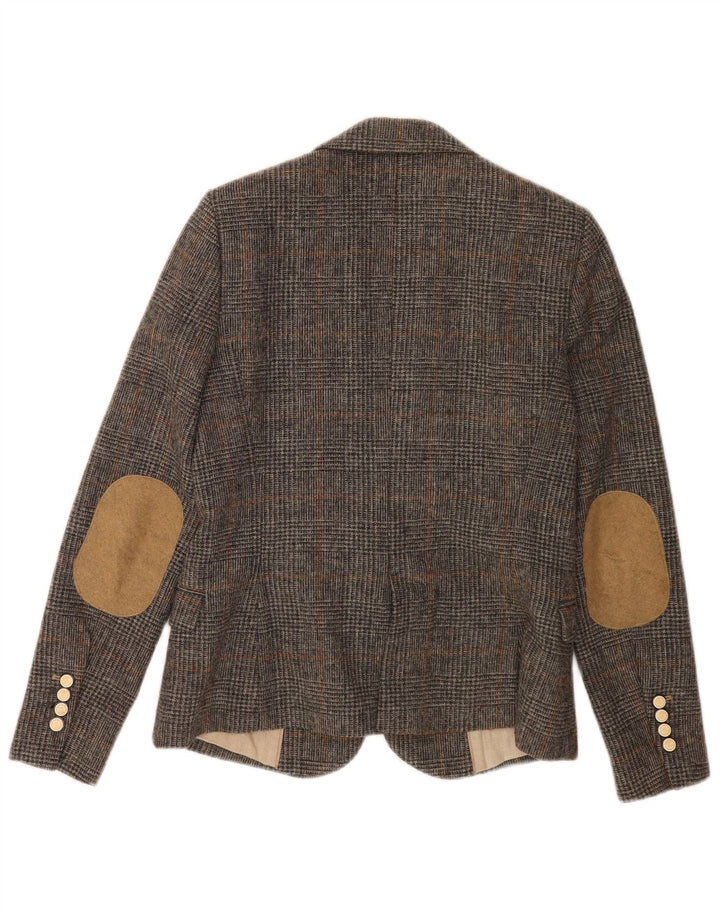 Zara Womens 1 Button Blazer Jacket UK 12 Medium Grey Check