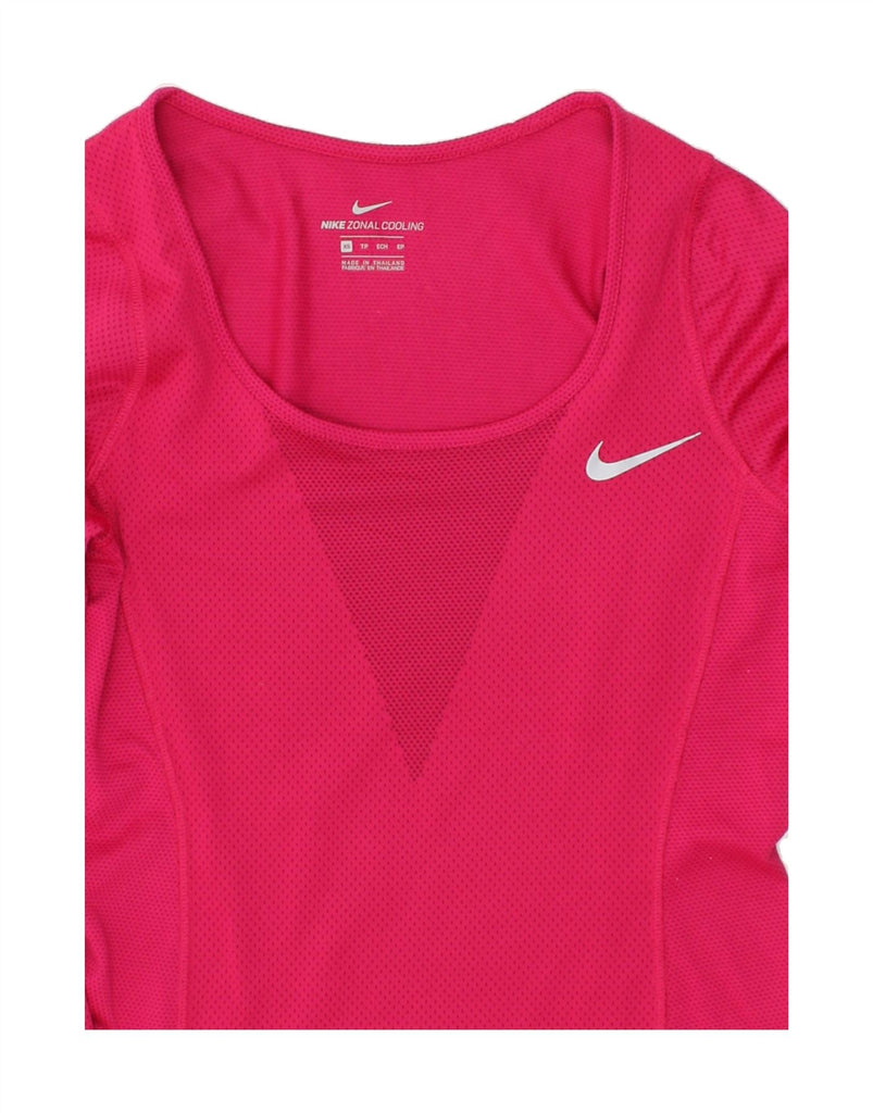 NIKE Womens Top Long Sleeve UK 6 XS Pink Polyester | Vintage Nike | Thrift | Second-Hand Nike | Used Clothing | Messina Hembry 