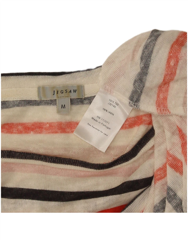 Jigsaw Womens Top Long Sleeve UK 12 Medium Multicoloured Striped Linen