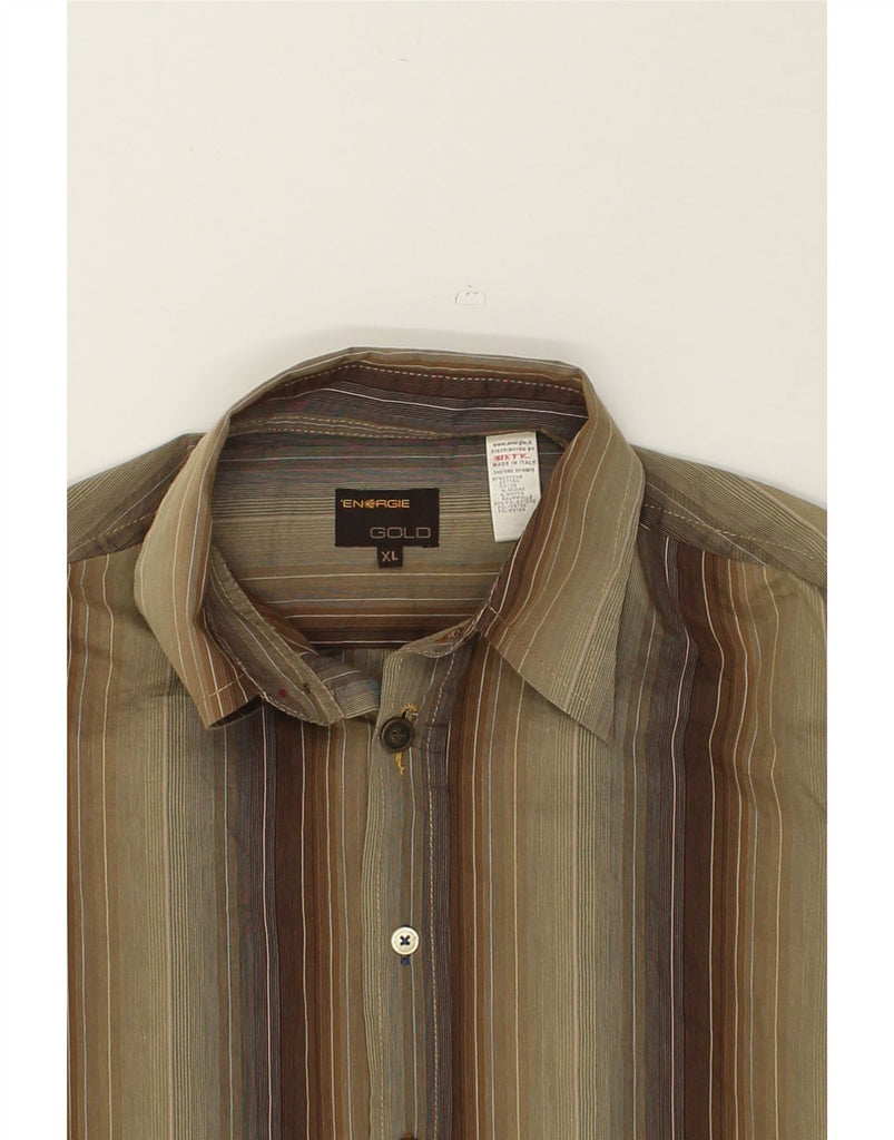ENERGIE Mens Shirt XL Brown Striped Cotton | Vintage Energie | Thrift | Second-Hand Energie | Used Clothing | Messina Hembry 