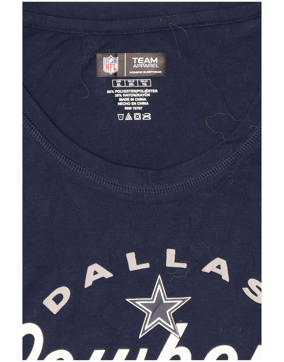 NFL Womens Dallas Cowboys Graphic T-Shirt Top UK 18 XL Navy Blue Polyester