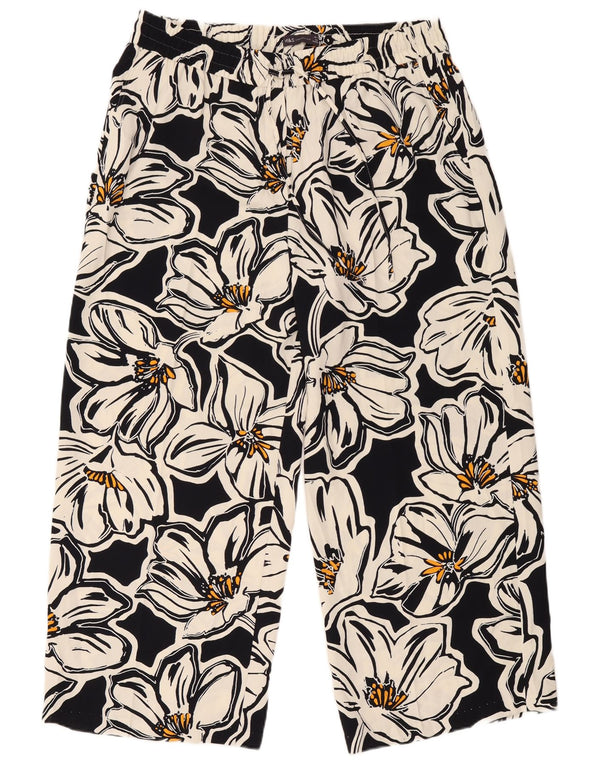 Marks & Spencer Womens Casual Trousers UK 18 XL W38 L28 Black Floral