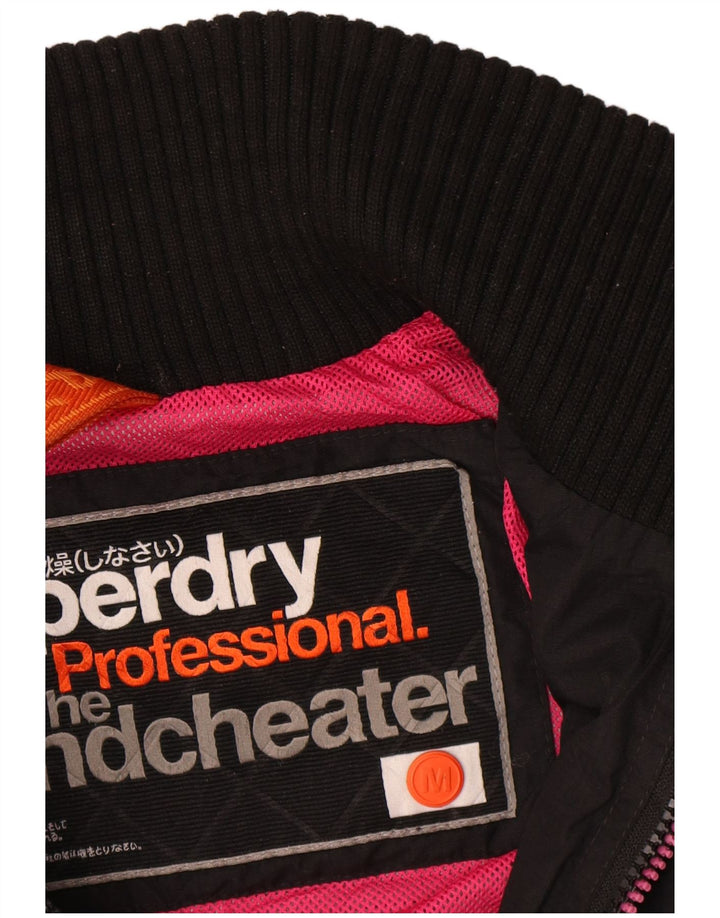 Superdry Womens The Windcheater Windbreaker Jacket UK 14 Medium Black Nylon