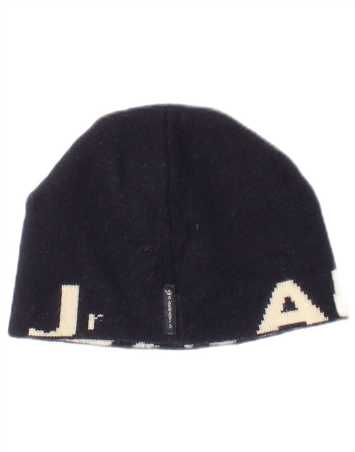 Armani Junior Boys Graphic Knit Beanie Hat One Size Navy Blue Colourblock